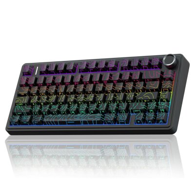 Aula F75 Mekanik RGB TKL Seiya Switch Kablosuz Makrolu Hot Swap Gaming Klavye Desenli Siyah 