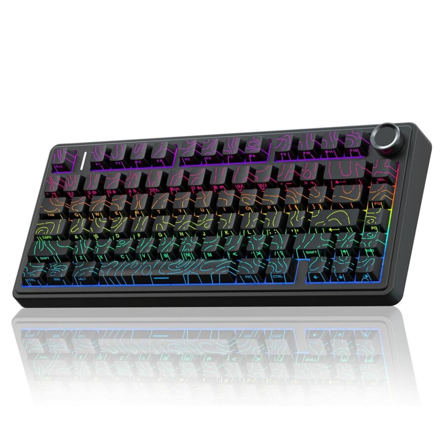 Aula F75 Mekanik RGB TKL Seiya Switch Kablosuz Makrolu Hot Swap Gaming Klavye Desenli Siyah - 1