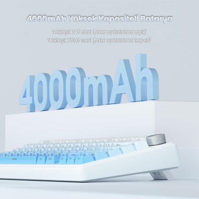 Aula F75 Mekanik RGB TKL Seiya Switch Kablosuz Makrolu Hot Swap Gaming Klavye Gradyan Mavi - 7