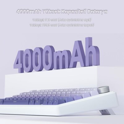 Aula F75 Mekanik RGB TKL Seiya Switch Kablosuz Makrolu Hot Swap Gaming Klavye Gradyan Mor - 7
