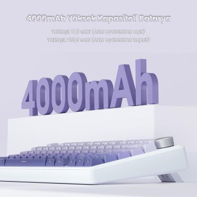 Aula F75 Mekanik RGB TKL Seiya Switch Kablosuz Makrolu Hot Swap Gaming Klavye Gradyan Mor - 7