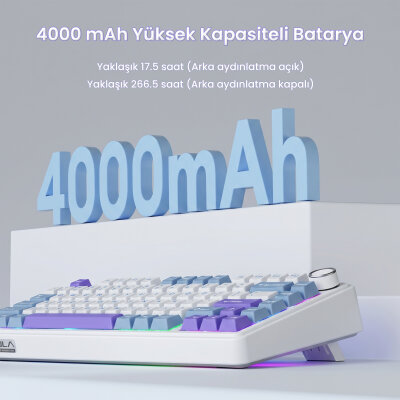 Aula F75 Mekanik RGB TKL Star Vector Switch Kablosuz Makrolu Hot Swap Klavye Mor - 7