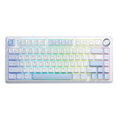 Aula F75 TKL Mekanik RGB Crescent Switch Tri Mode Kablosuz Makrolu Hot Swap Gaming Oyuncu Klavyesi Buz Mavisi 