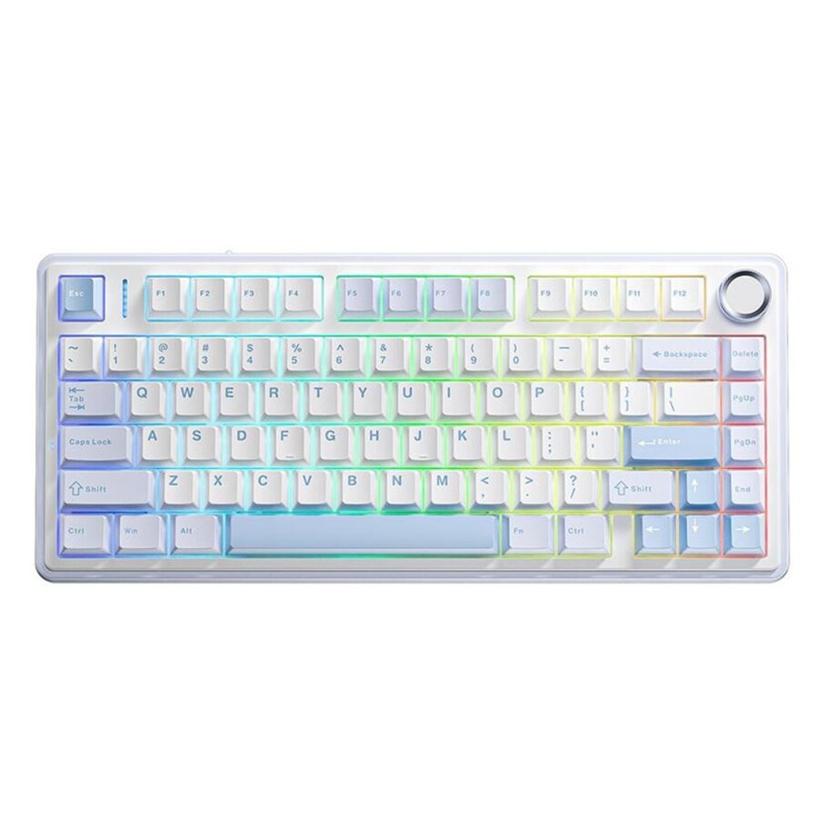Aula F75 TKL Mekanik RGB Crescent Switch Tri Mode Kablosuz Makrolu Hot Swap Gaming Oyuncu Klavyesi Buz Mavisi - 1