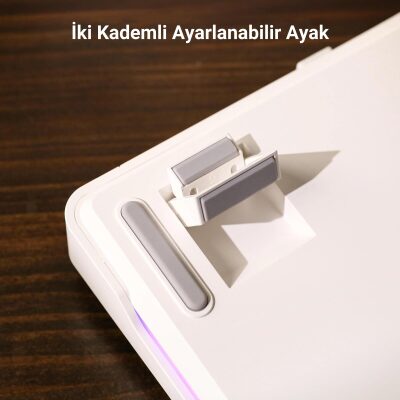 Aula F87 Mekanik RGB TKL GrayWood V3 Switch Kablosuz Makrolu Hot Swap Klavye Beyaz - 5