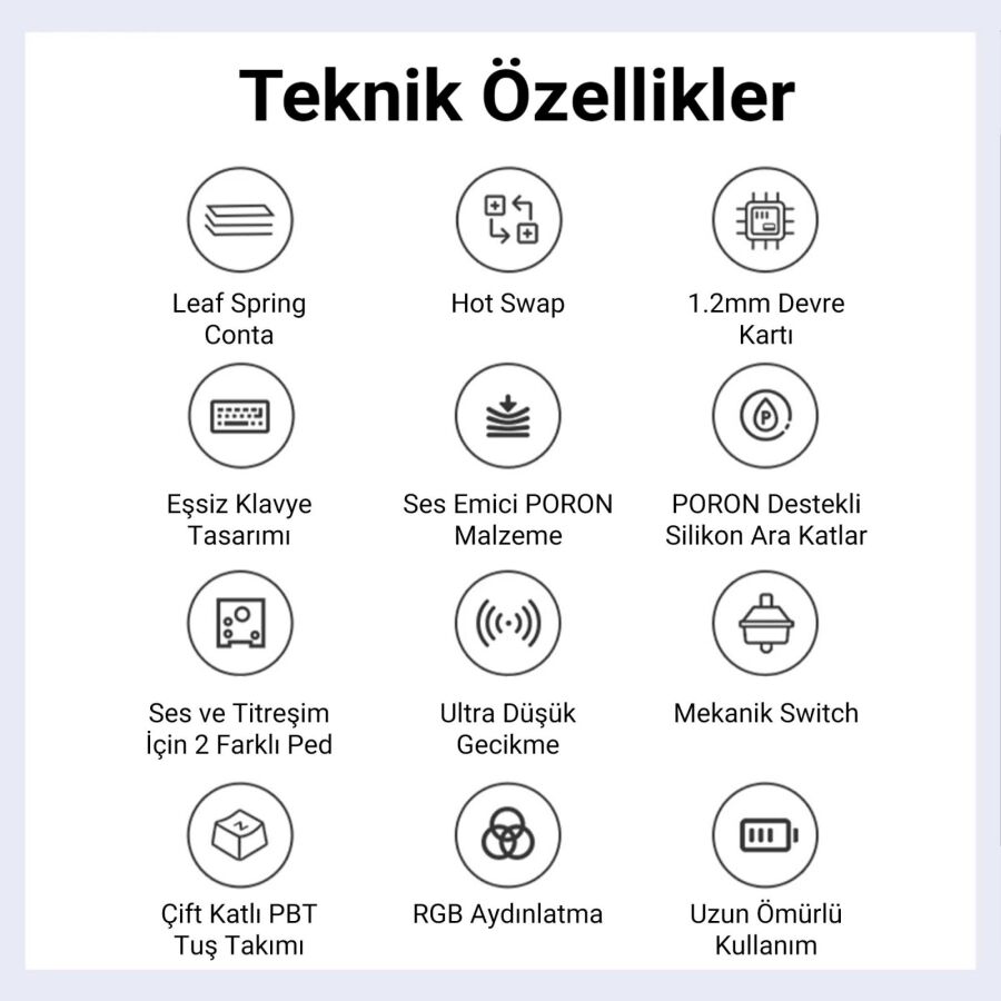 Aula F87 Mekanik RGB TKL GrayWood V3 Switch Kablosuz Makrolu Hot Swap Klavye Beyaz - 7
