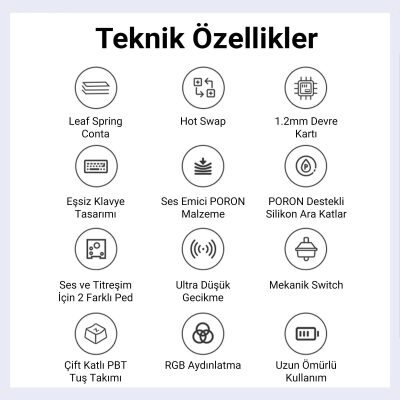 Aula F87 Mekanik RGB TKL GrayWood V3 Switch Kablosuz Makrolu Hot Swap Klavye Beyaz - 7