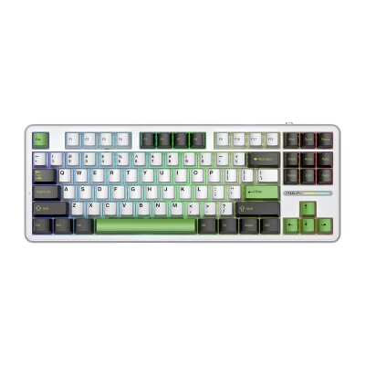 Aula F87 Mekanik RGB TKL GrayWood V3 Switch Kablosuz Makrolu Hot Swap Klavye Yeşil 