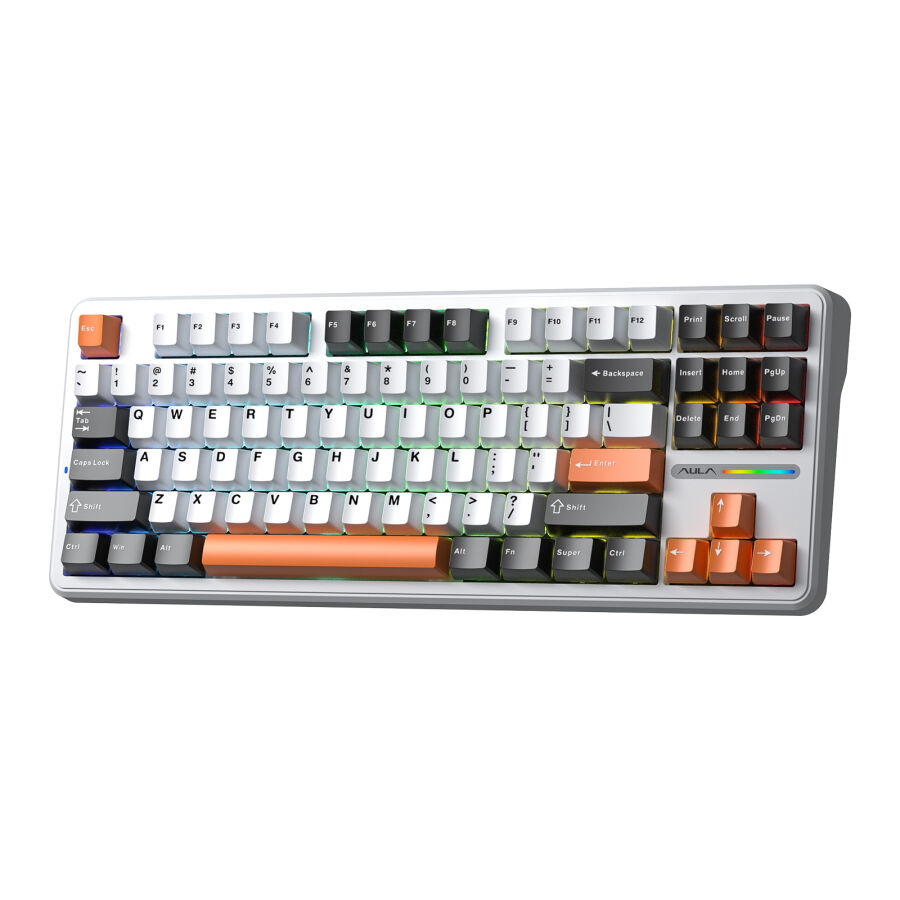 Aula F87 Mekanik RGB TKL SpaceCrystal Switch Kablosuz Makrolu Hot Swap Klavye Turuncu - 2
