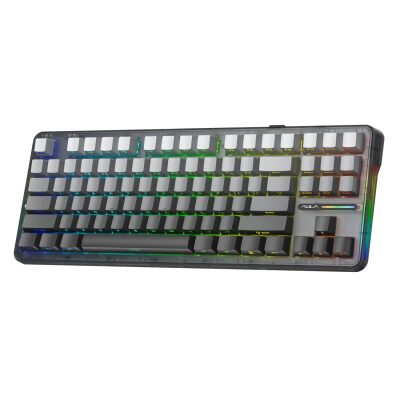 Aula F87 PRO Mekanik RGB TKL GrayWood V4 Switch Kablosuz Makrolu Hot Swap Klavye Gradyan Gri 