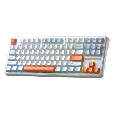 Aula F87 PRO Mekanik RGB TKL Space Golden Switch Kablosuz Makrolu Hot Swap Klavye Turuncu 