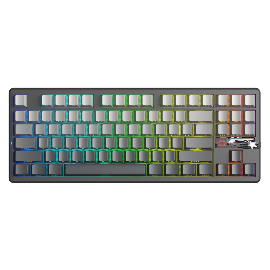Aula F87 PRO V2 Mekanik RGB TKL GrayWood V4 Switch Kablosuz Makrolu Hot Swap Klavye Gradyan Gri - 1