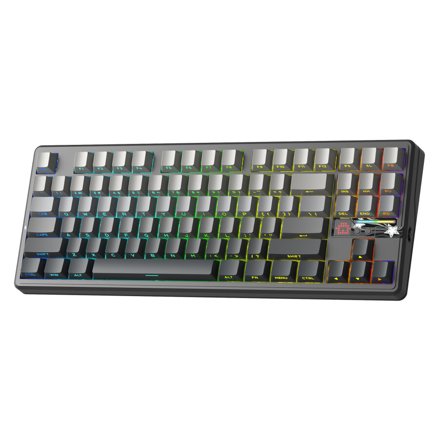 Aula F87 PRO V2 Mekanik RGB TKL GrayWood V4 Switch Kablosuz Makrolu Hot Swap Klavye Gradyan Gri - 9