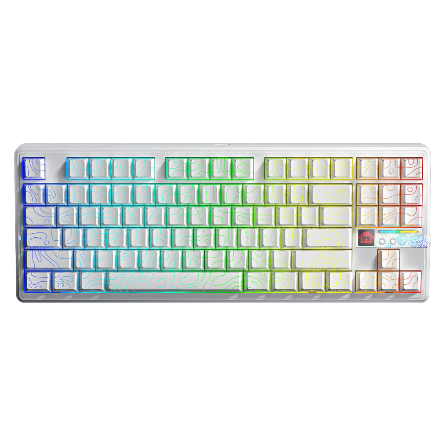Aula F87 PRO V2 Mekanik RGB TKL Star Vector Switch Kablosuz Makrolu Hot Swap Klavye Desenli Beyaz - 1