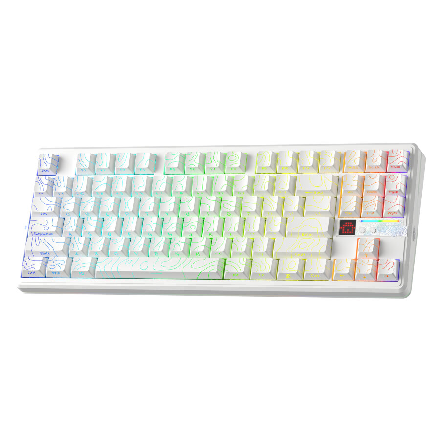 Aula F87 PRO V2 Mekanik RGB TKL Star Vector Switch Kablosuz Makrolu Hot Swap Klavye Desenli Beyaz - 9