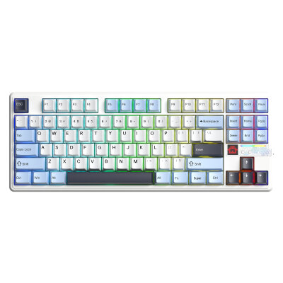 Aula F87 PRO V2 Mekanik RGB TKL Star Vector Switch Kablosuz Makrolu Hot Swap Klavye Lacivert 