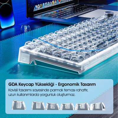 AULA F98 PRO OLED Ekranlı Makrolu Kablosuz RGB Hot-Swap Gasket Pre-Lubed Switch Mekanik Klavye - 9