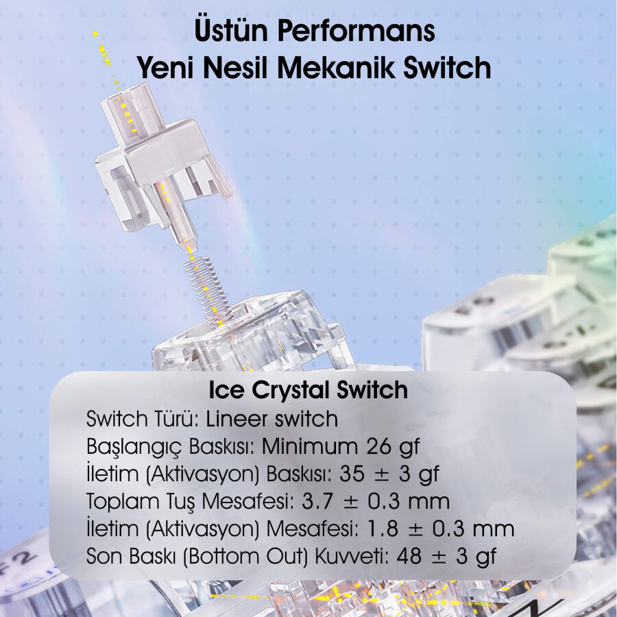 AULA F98 PRO OLED Ekranlı Makrolu Kablosuz RGB Hot-Swap Gasket Pre-Lubed Switch Mekanik Klavye - 10