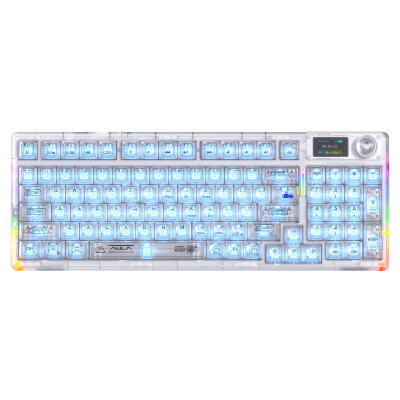 Aula F98 Pro V3 OLED Ekranlı RGB Mekanik Gaming Kablosuz Oyuncu Klavyesi Crystal Switch Hot Swap Gasket Makrolu Şeffaf