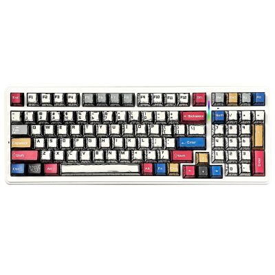 Aula F99 3 Modlu RGB Hot Swap Mekanik GrayWood V3 Switch Kablosuz Makrolu Gaming Klavye Comic