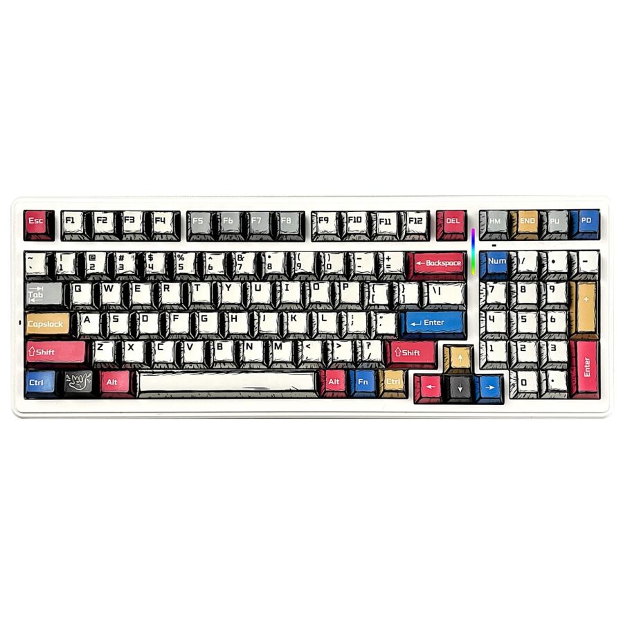 Aula F99 3 Modlu RGB Hot Swap Mekanik GrayWood V3 Switch Kablosuz Makrolu Gaming Klavye Comic - 1