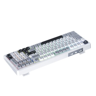 Aula F99 3 Modlu RGB Hot Swap Mekanik Linear GrayWood V3 Switch Kablosuz Makrolu Klavye Gri - 7