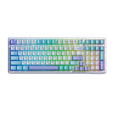 Aula F99 3 Modlu RGB Hot Swap Mekanik Linear GrayWood V3 Switch Kablosuz Makrolu Klavye Lila 