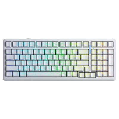 Aula F99 Mekanik RGB Star Vector Switch 3 Modlu Kablosuz Makrolu Hot Swap Klavye Desenli Beyaz