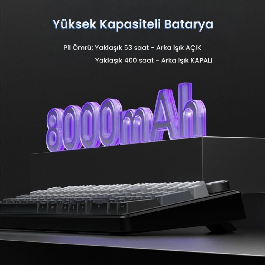 Aula F99 Pro 3 Modlu Mekanik Gaming Kablosuz Klavye RGB Hot Swap Nimbus V3 Switch Makrolu Oyuncu Klavyesi Gradyan Gri - 9