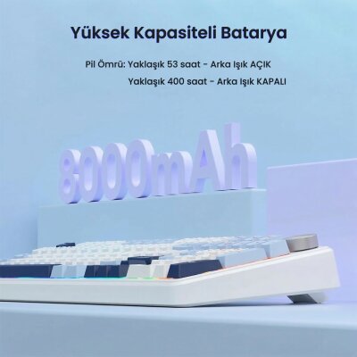 Aula F99 Pro 3 Modlu Mekanik Gaming Kablosuz Klavye RGB Hot Swap Star Vector Switch Makrolu Oyuncu Klavyesi Lacivert - 7