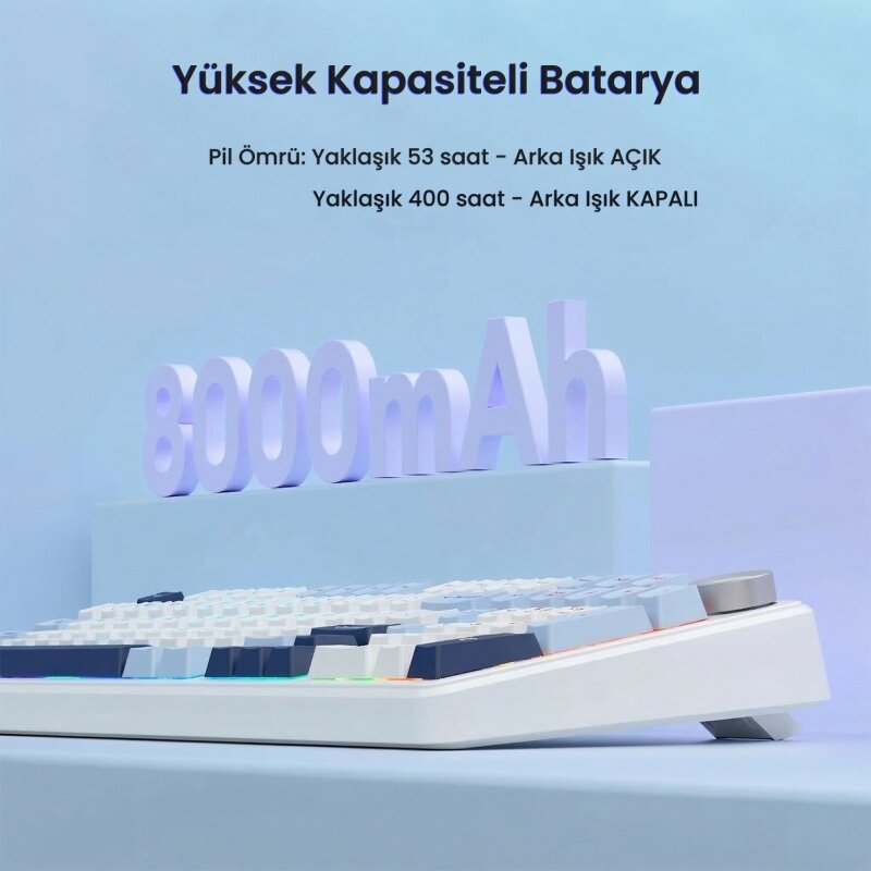 Aula F99 Pro 3 Modlu Mekanik Gaming Kablosuz Klavye RGB Hot Swap Star Vector Switch Makrolu Oyuncu Klavyesi Lacivert - 7