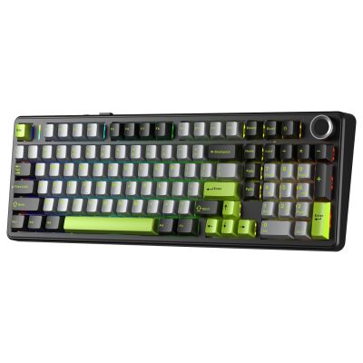 Aula F99 Pro 3 Modlu RGB Hot Swap Mekanik GrayWood V3 Switch Kablosuz Makrolu Gaming Klavye Yeşil - 2