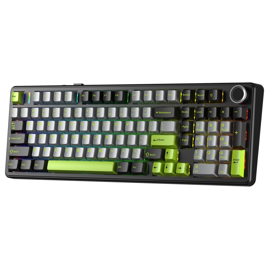 Aula F99 Pro 3 Modlu RGB Hot Swap Mekanik GrayWood V3 Switch Kablosuz Makrolu Gaming Klavye Yeşil - 2