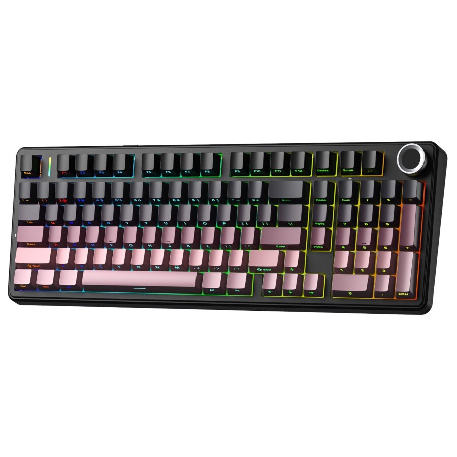 Aula F99 Pro 3 Modlu RGB Hot Swap Mekanik Reaper Switch Kablosuz Makrolu Gaming Klavye Gradyan Pembe - 1