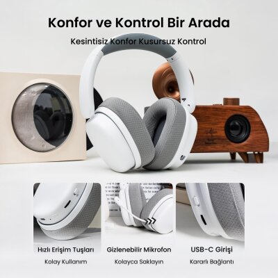 Aula G7 PRO Tri Mode Kablosuz RGB Gaming Mikrofonlu Oyuncu Kulaklığı 7.1 Surround Ses 40mm Driver Düşük Gecikme E-Spor Kulaklık Beyaz - 7