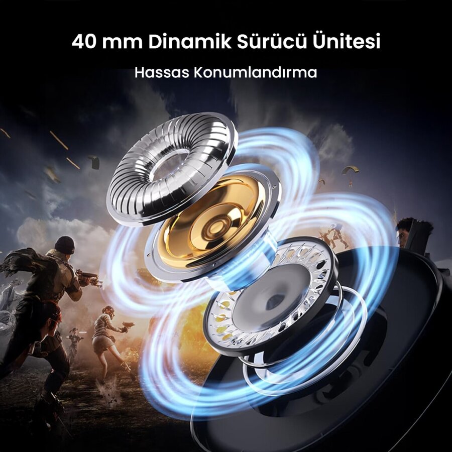Aula G7 PRO Tri Mode Kablosuz RGB Gaming Mikrofonlu Oyuncu Kulaklığı 7.1 Surround Ses 40mm Driver Düşük Gecikme E-Spor Kulaklık Pembe - 9