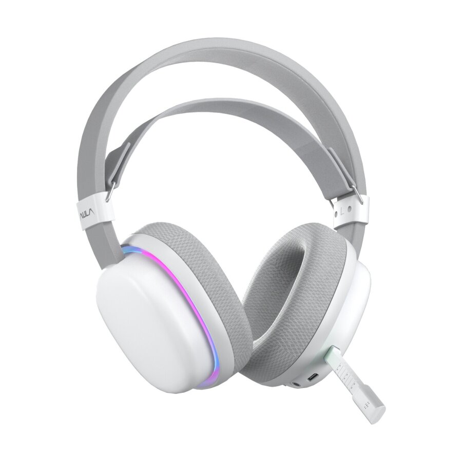 Aula G7 Tri Mode Kablosuz RGB Gaming 40mm Driver Gürültü Engelleyici Mikrofonlu E-Spor Oyuncu Kulaklığı Beyaz - 8