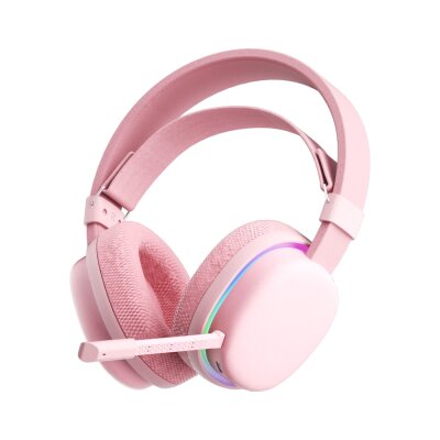 Aula G7 Tri Mode Kablosuz RGB Gaming 40mm Driver Gürültü Engelleyici Mikrofonlu E-Spor Oyuncu Kulaklığı Pembe