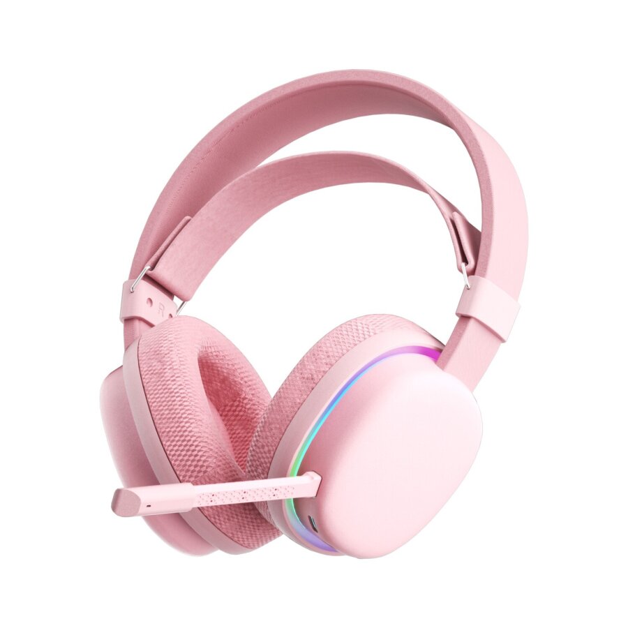 Aula G7 Tri Mode Kablosuz RGB Gaming 40mm Driver Gürültü Engelleyici Mikrofonlu E-Spor Oyuncu Kulaklığı Pembe - 1