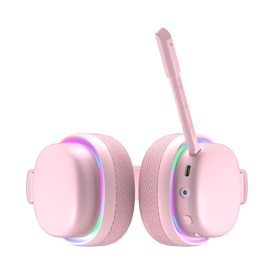 Aula G7 Tri Mode Kablosuz RGB Gaming 40mm Driver Gürültü Engelleyici Mikrofonlu E-Spor Oyuncu Kulaklığı Pembe - 9