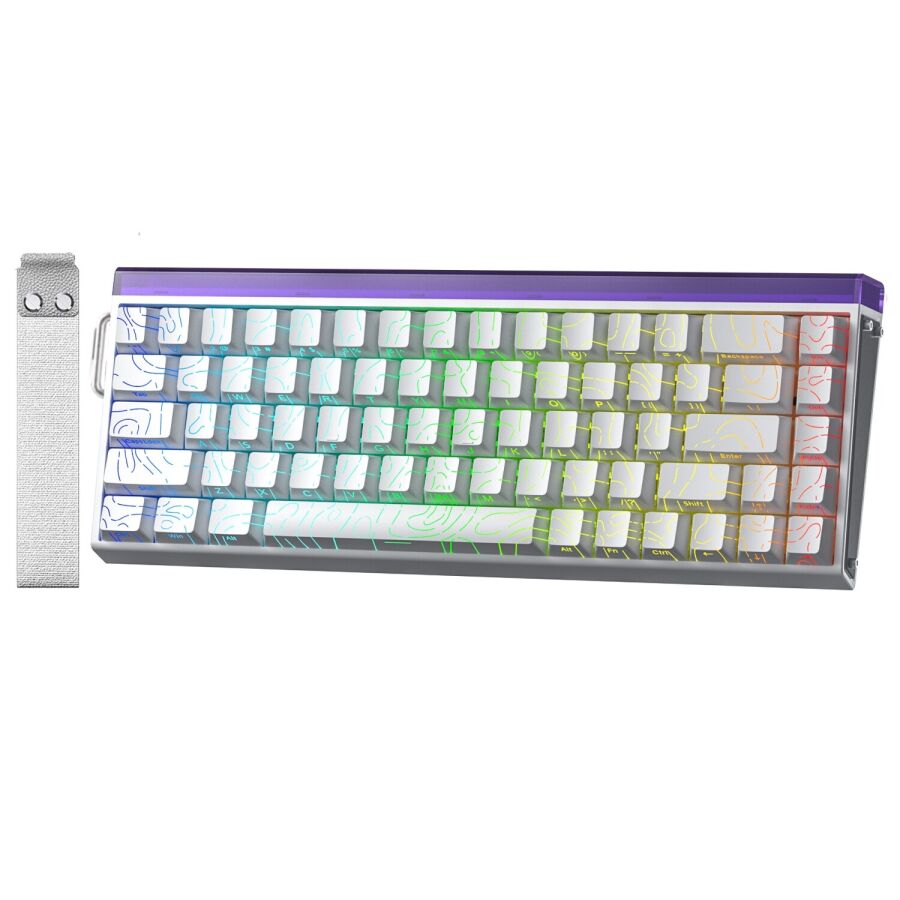 Aula Hero 68 HE Manyetik Klavye Rapid Trigger Black King Switch 8000Hz RGB Neon TKL Hot Swap Oyuncu Klavyesi Desenli Beyaz - 1