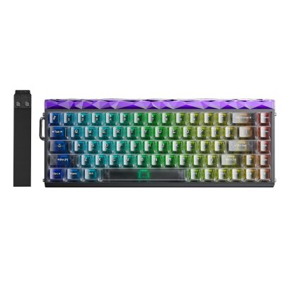 Aula Hero 68 He Manyetik Klavye Rapid Trigger Jade King Switch 8000Hz RGB Neon TKL Hot Swap Oyuncu Klavyesi Şeffaf Siyah 
