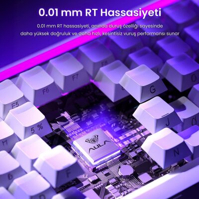 Aula Hero 84 He Manyetik Klavye Rapid Trigger Black King Switch 8000Hz RGB Neon TKL Hot Swap Oyuncu Klavyesi Beyaz - 4
