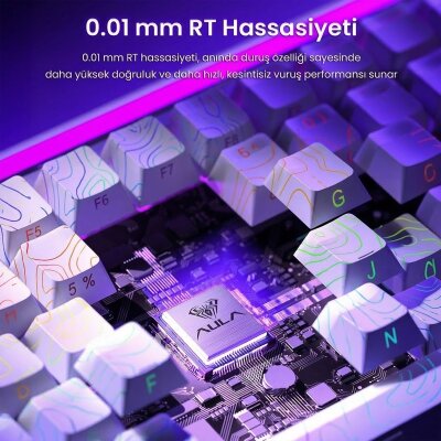 Aula Hero 84 HE Manyetik Mekanik Klavye Rapid Trigger 8000Hz RGB TKL Hot Swap Black King Switch Oyuncu Klavyesi Desenli Beyaz - 3