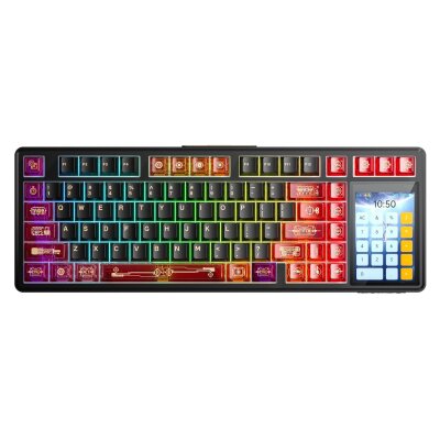 Aula L99 4 inç Akıllı Dokunmatik Ekranlı 3 Mod RGB Hot Swap Caramel Latte Switch Mekanik Kablosuz Oyuncu Klavyesi Kırmızı 