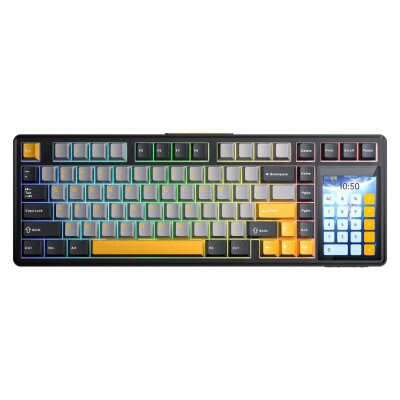 Aula L99 4 İnç Akıllı Dokunmatik Ekranlı 3 Modlu RGB Hot Swap Raindrop Switch Mekanik Kablosuz Oyuncu Klavyesi Turuncu - 1