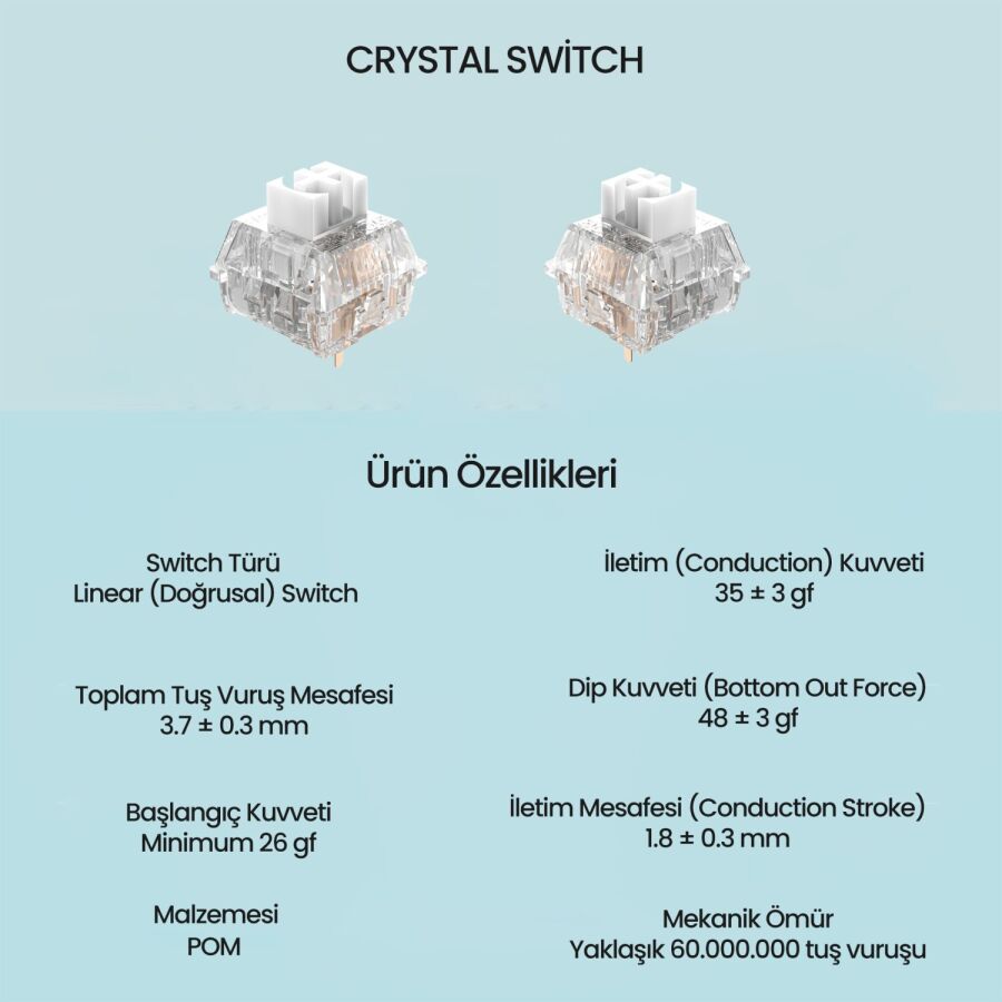 Aula Leobog Crystal Lineer Mekanik Switch 100 Adet - 2