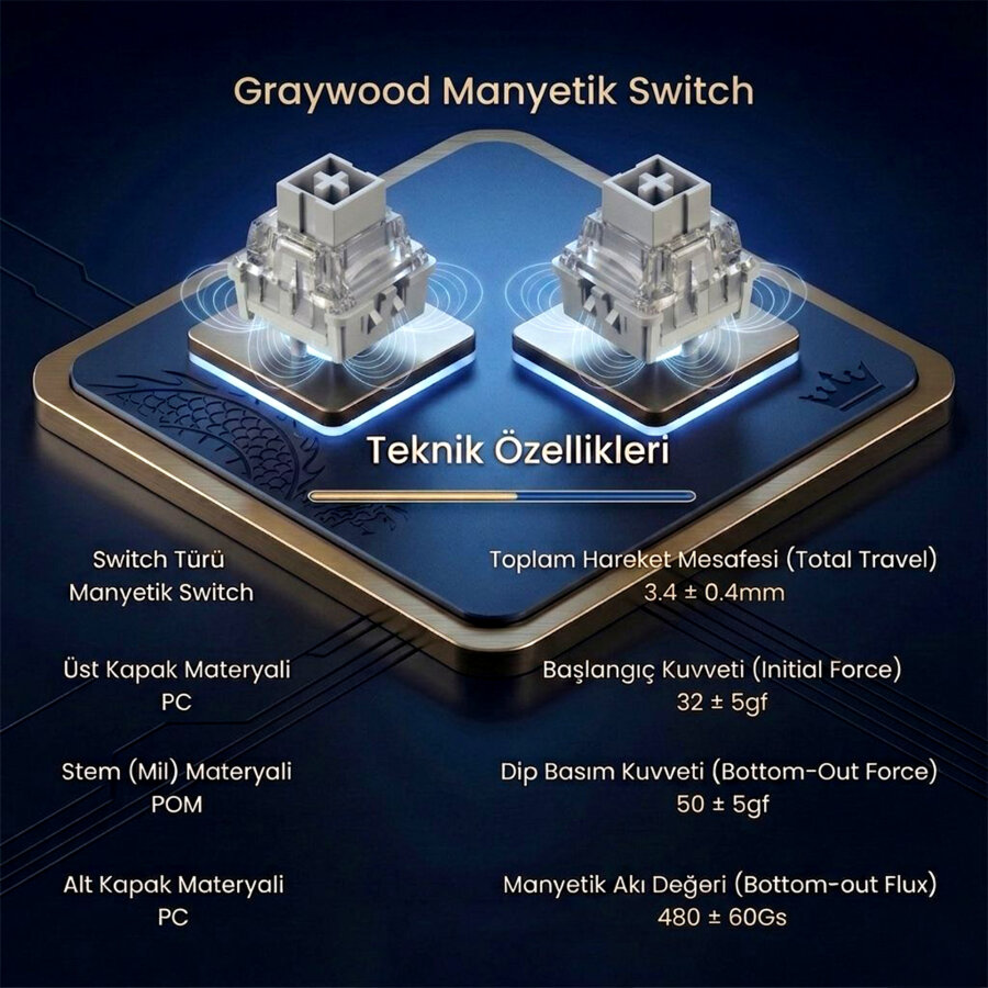 Aula Leobog Graywood Manyetik Switch 20 Adet - 2