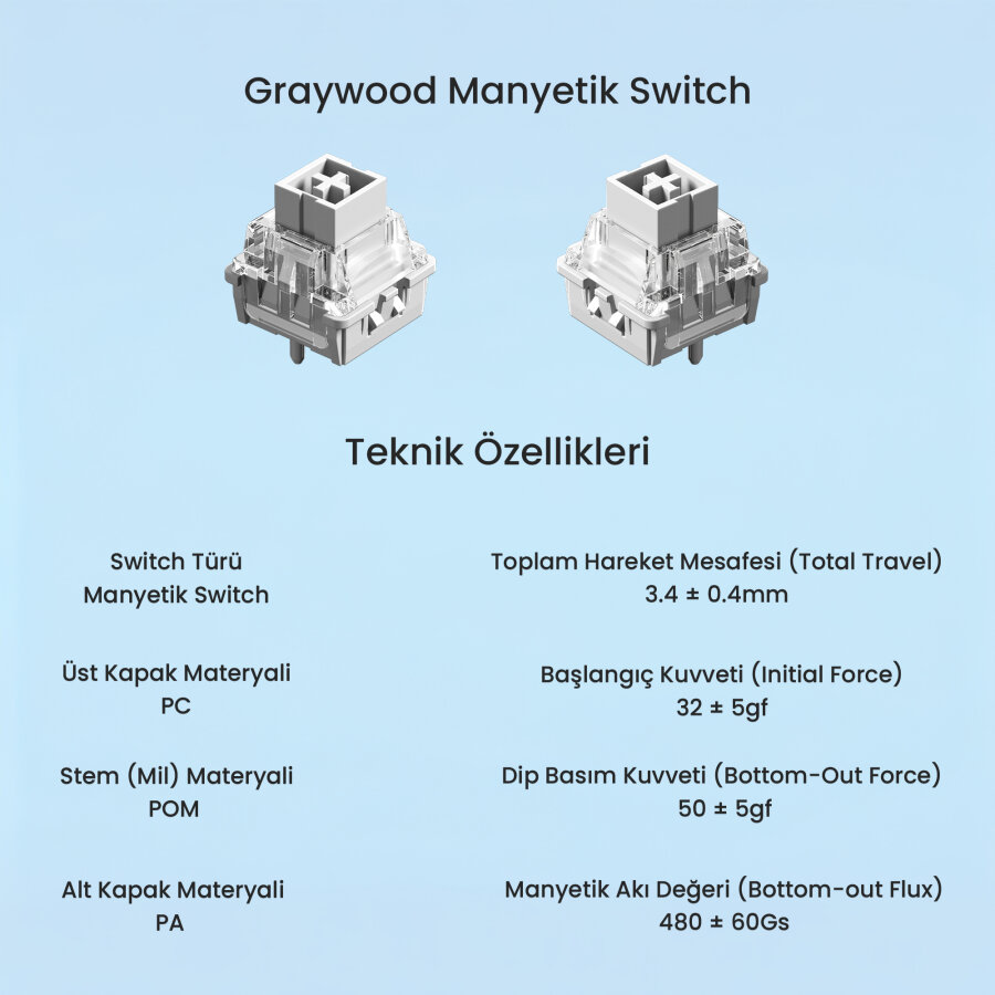 Aula Leobog Graywood Manyetik Switch 20 Adet - 3