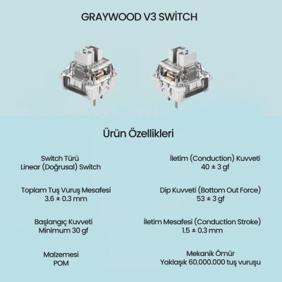 Aula Leobog GrayWood V3 Lineer Mekanik Switch 100 Adet - 2